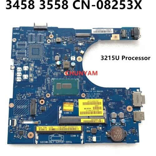 NEW AAL10 LA-B843P 3215U FOR Dell Vostro 3458 3558 Laptop Motherboard VGAport CN-08253X 08253X 8253X Mainboard 100%test