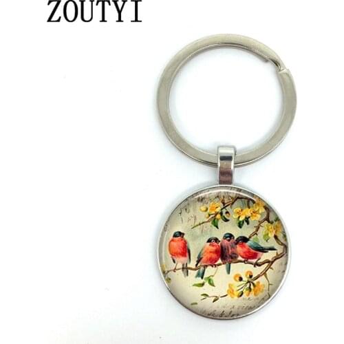 New/hot-selling hummingbird flower branch, mens and womens keychain premium car keychain and convex glass keychain