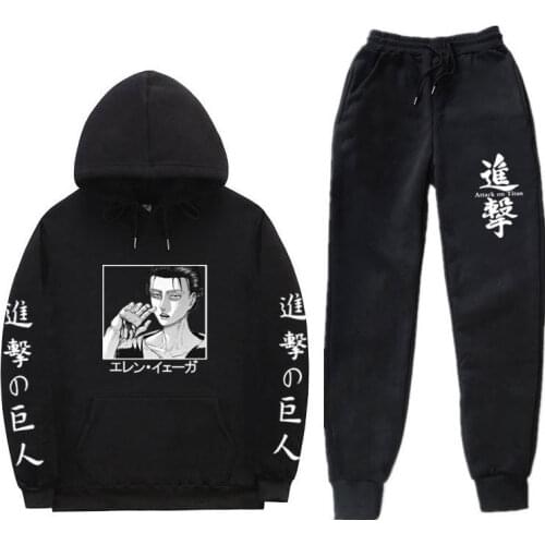 New Anime Attack On Titan Two-piece hooded sweatshirt sportswear mens track suit hoodie autumn Winter clothes hoodie