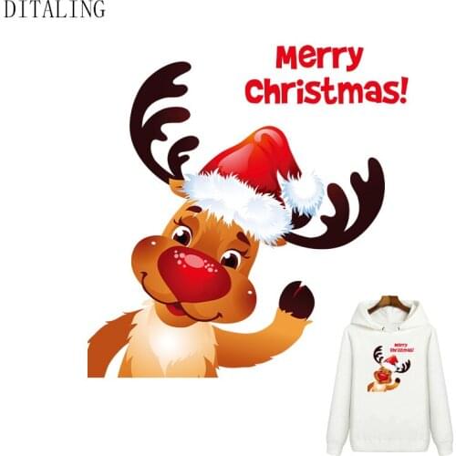 Christmas Elk Patch DIY Parent-Child Outfit Thermal Sticker Animal Iron On Transfer Patch T-Shirt Christmas Decoration Appliqued