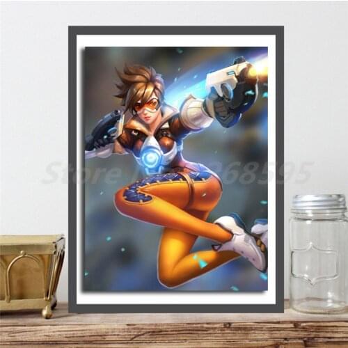 Overwatchs Tracer And Sombra D.VA Canvas Painting Print Living Room Home Decor Modern Wall Art Oil Painting Poster
