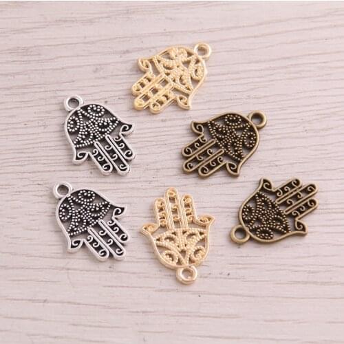 60 pcs Charms hamsa palm protection 20x15mm Antique Making pendant DIY Handmade Jewelry