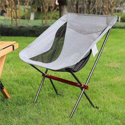 Outdoor Camping Picnic Portable Ultra-Light Fishing Folding Chair Breathable Wear-Resistant Aluminum Alloy Backrest Moon Chair