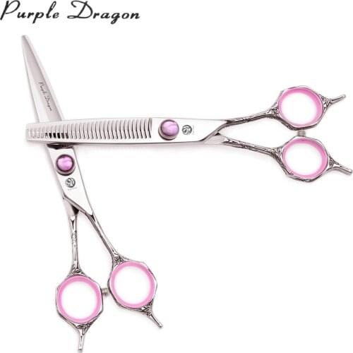 Haircut Scissors Purple Dragon 6" Hair Cutting Scissors Professional Japanese 440C Barber Thinning Shears 9018# New Arrival 2020