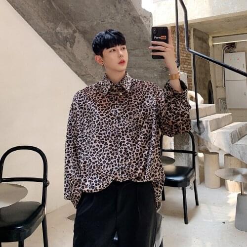 2021 New Autumn Vintage Leopard Loose Casual Long Sleeve Velvet Shirt Male Women Streetwear Hip Hop Shirts Couple Clothes