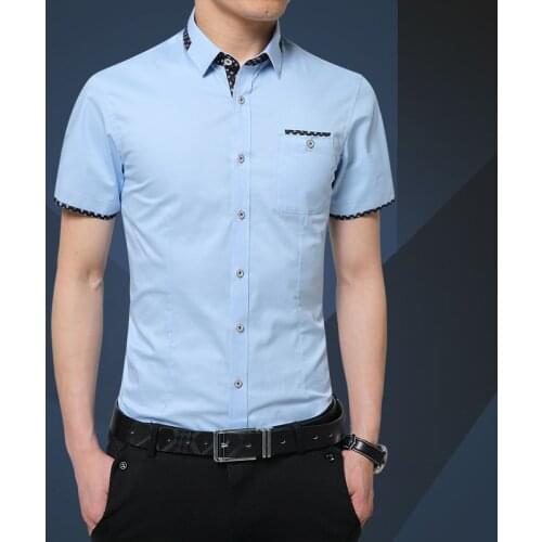 Summer 2019 Men Shirt Short Sleeve Mens Slim Fit Fashion Shirts Dress Shirt Asian Size 5XL Brand Clothing
