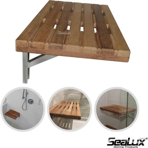 Sealux Teak Wood adjustable stool 18 inch for Marine Boat Yacht House Bathroom