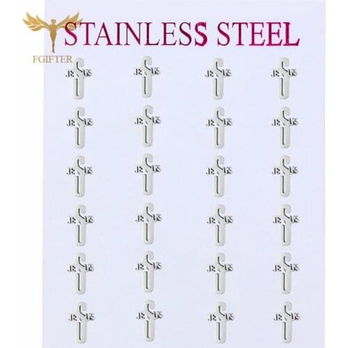 Christ Jesus Cross Earrings Silver Color Stainless Steel Stud Earring Christian Jewelry Wholesale 12 Pairs Set Earrings