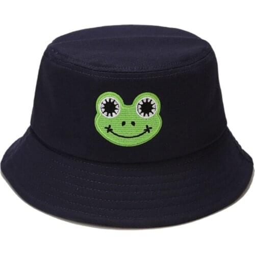 Casual Cartoon Frog Labeling Fisherman Hat Foldable Basin Hat Bucket Cotton Foldable Sun Hat Sun Protection Hat