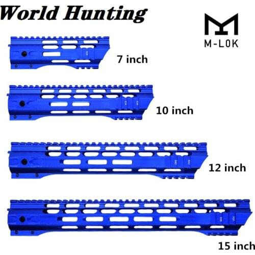 Blue 7/10/12/15 Inch AEG M4 M16 AR15 Free Float M-Lock Quad Rail Handguard Picatinny Rail with Barrel Nut for Hunting