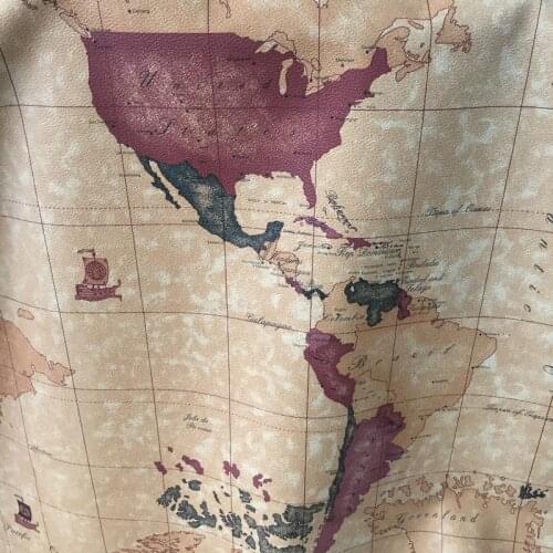 Synthetic PVC World map printing leather material