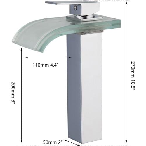 Waterfall Chrome Bathroom LED brass Sink Faucets Single handle Bathroom Sink Faucets Glass Spout mixer tap water Power