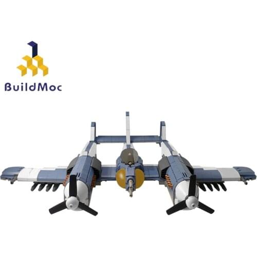 Buildmoc Ideas Military Helicopter P-98 Nemesis Fighter Retro World War 2 Aircraft Model Building Blocks Toys For Children Gifts