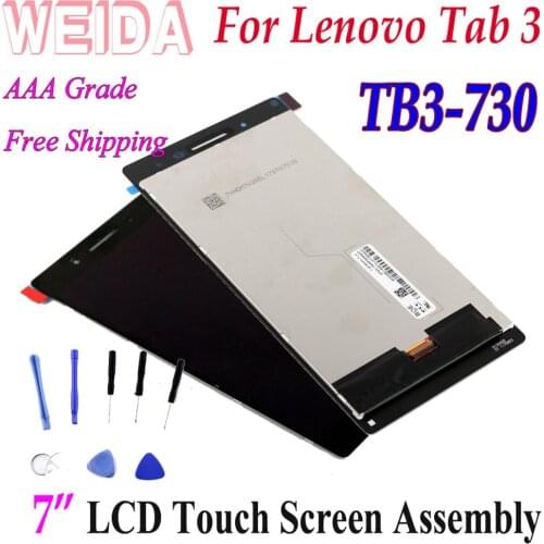 WEIDA LCD Replacment 7" For lenovo Tab3 7 wifi Tab3-730 LCD Display Touch Screen Assembly Tab3-730F TB3-730 Frame