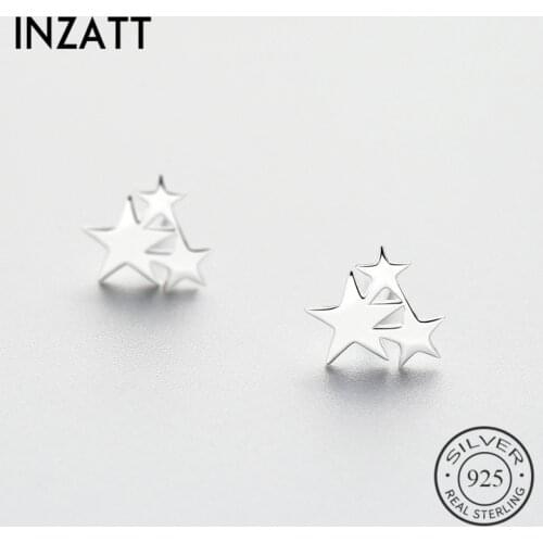 INZATT Minimalist Real 925 Sterling Silver Star Stud Earrings Exquisited Jewelry Accessories Fashion Brincos For Women Gift