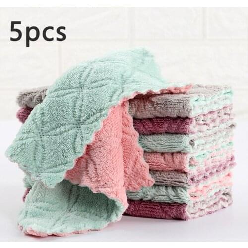 1/5pcs Cleaning Cloth Kitchen Anti-grease wipping rags Absorbent Microfiber Rags home washing dish kitchen Towels