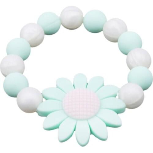 1pc food grade silicone beads baby with soft teether flower jewelry kids teething chew toy