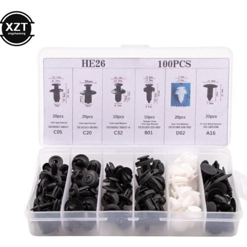 Car Auto Plastic Door Fender Repair 100PCS 6 Models Rivets Screw Clips Fastener For Ford Toyota Mazda Honda All Car Model