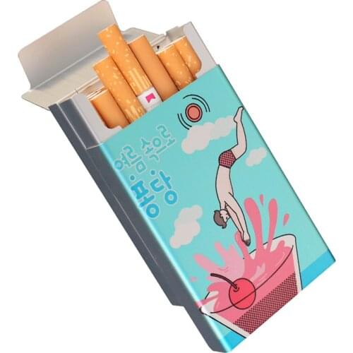 20 Sticks Animal Sexy Design Korea Beauty Crane Metal Cigarette Box For Man Portable Case Tobacco Holder LOGO Photo Name Custom