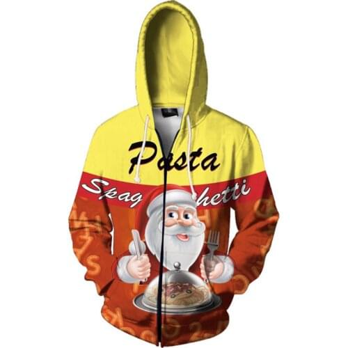 2019 Winter Funny Santa Claus Printed Mens Autumn 3D Christmas Long Sleeve Hoodies Tops Sweatshirts Zipper Men Hoodies