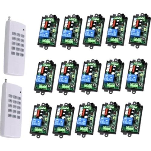 220V 10A 1CH RF Wireless Remote Control Switch (2Transmitter+15Receiverr) Radio Controller 315/433MZH Momentary/Toggle SKU: 5452