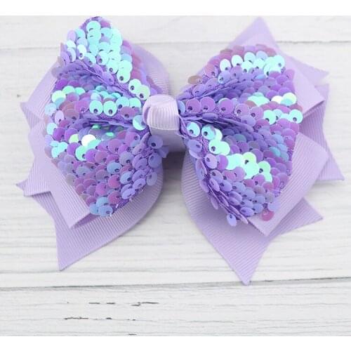 30 pcs/lot, 5 inch Childrens swallowtail sequin ribbon bow hair clip cloth headdress spot girl sequin clip hair ornament