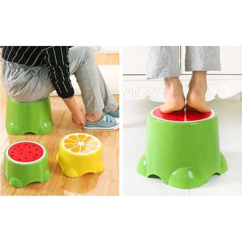 4 Colors Lovely Cartoon Stools Fruit Pattern Living Room Non-slip Bath Bench Child Stool Plastic PP Changing Shoes Stoo