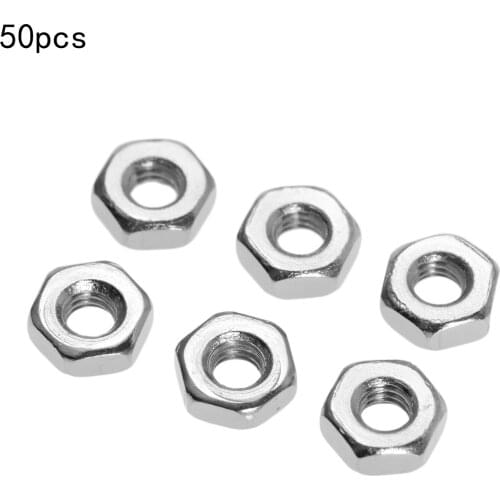 50Pcs M2/M2.5/M3/M4/M5/M6 Carbon Steel Nuts Metric Thread Hex Nuts Silver Hexagon Nut For Screws Bolts Fasteners