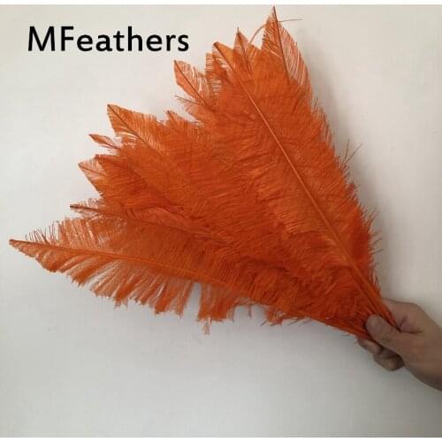 Price of 50PC Orange Color Dyed AAA Quality Ostrich Feathers 50-55CM 20-22" DIY Nandu Ostrich Plumages For Wedding Carnival Deco