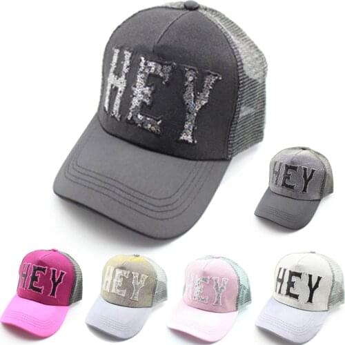 Glitter Mesh Hat Men Women Baseball Cap Adjustable Sequins Hey Shine Sport Dancing Summer Headwear Strapback Caps Outdoor Hats