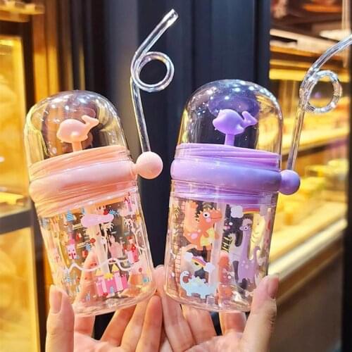 260ML Kids Funny Whale Water Spray Drinking Cup Cartoon Feeding Bottles With Straws Portable Leakproof Childrens Cups Drinkware
