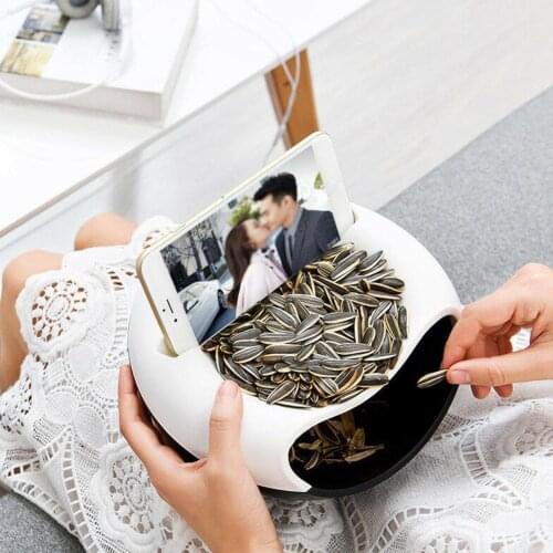 Household Colors Lazy Snack Bowl Plastic Double-Layer Phone And Fruit Mobile Bowl Chase Storage Artifact Bracket Snack Box