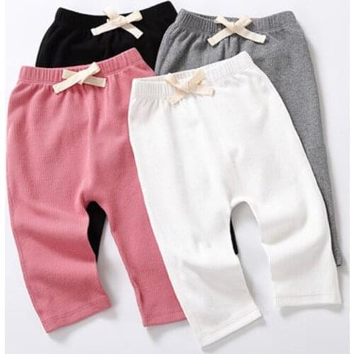 Baby long pants cotton leggings kids pants baby clothes autumn winter casual high elasticity baby trousers bow wiast 3*1 ribbed