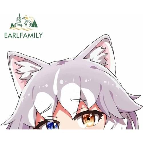 EARLFAMILY 13cm x 8.7cm Cartoon Car Sticker for Kemono Friends Domestic Dog Peek Big Head Anime Vinyl JDM Window Trunk Decal