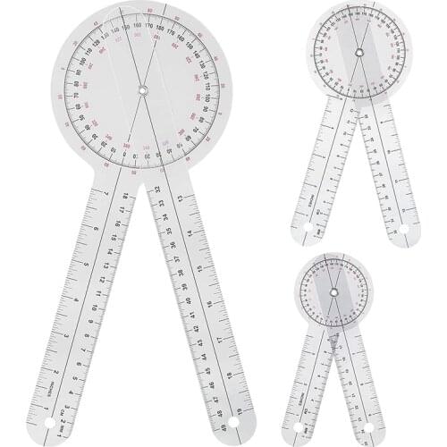 3-Piece Goniometer 6/8/12 Inch Occupational Therapy Protractor Tool Measuring Angle Ruler 360 Degree Universal