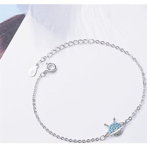 Sole Memory Cute Mini Snail Blue Zircon Sweet Cool 925 Sterling Silver Female Resizable Bracelets SBR187