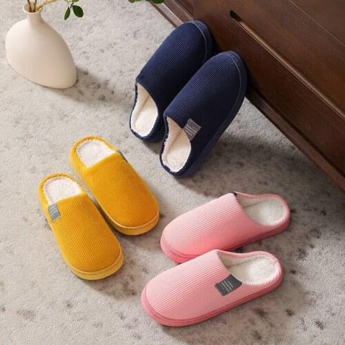 Mens Slipper 2021 Solid Color Autumn And Winter Home Slipper For Men Warm Indoor Beadroom Slides Men Stripe Cotton Slippers