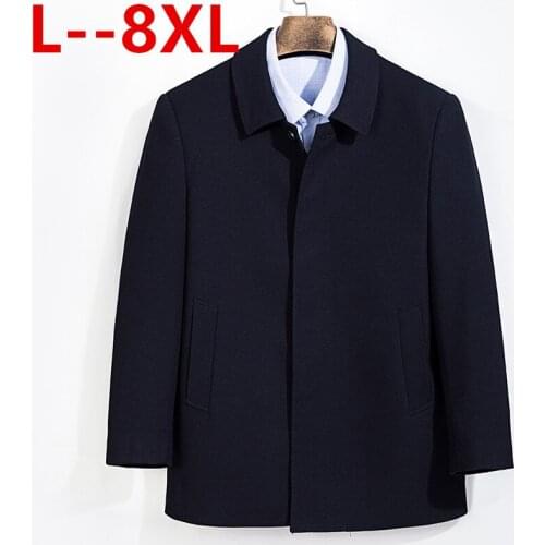 10XL 8XL 6XL 5X Mens Wool Coat Jackets Winter Cashmere Jacket Man Short Site Single-breasted Coat Turn-down Collar Woolen Coats