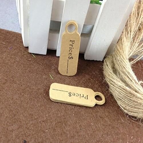 2015 Newest 1Lot=100pcs Brown Kraft Paper Label garment hanging tag 100pcs String DIY Blank price Hang tag