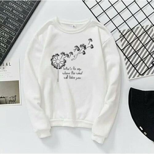 2020 New European And American Dandelion Letter Printed Hoodies Autumn Winter Round Neck Long Sleeve Pullover Hoodies Top