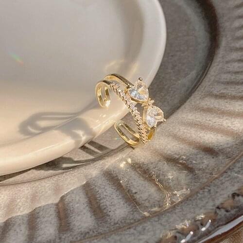 Huge Bud Gold Plated Rings For Women Girls Cubic Zircon Fashion BOHO Crystal Wedding Charm Party Accessories Chic Korean Jewelry