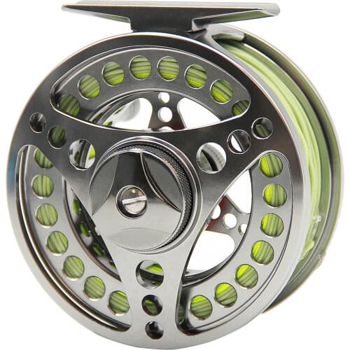 Angler Dream Gunsmoke Fly Reel and Line Combo Larger Arbor CNC-machined Fly Fishing Wheel & WF Floating Fly Line Leader Backing