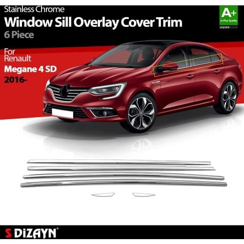 For Megane 4 Chrome Window Sill Overlay Cover Trim Stainless Steel 6 Piece Exterior Car Accessories Parts Auto Products