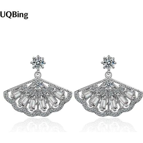 Flash AAA Crystal Stud Earrings Wedding Fasion 925 Sterling Silver Jewellery Accessories