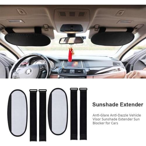 A Pair Vehicle Visor Sunshade Anti-Glare Anti-Dazzle Extender Sun Blocker For Cars Vans Trucks With Hook And Loop