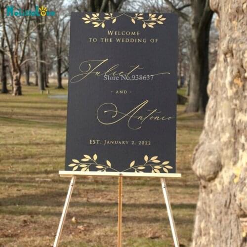 Branch Wreath Wedding Party Decal Custom Name Date Removable Vinyl Welcome Sign Wedding Board Stickers BB627