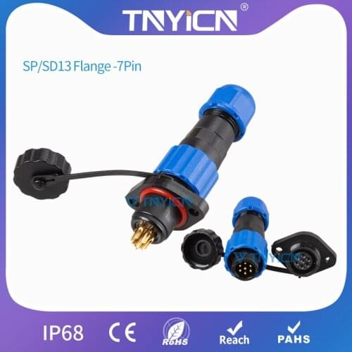 Waterproof Connector IP68 SP/SD13 Flange-7 Pin Panel Mount Cable Connectors Wire Connectors Set Dad Mom Led Plug and Socket