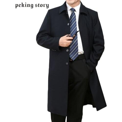 High Quality 2020 Spring And Autumn New Mens Trench Coats X-Long Jackets Wool Blend Windbreaker Man Overwear Business Casual