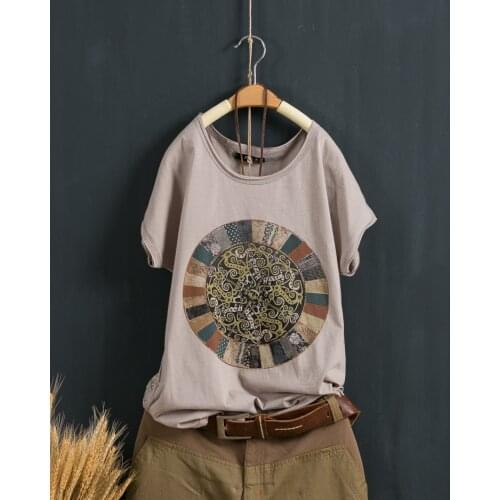 Obrix Light Summer Casual Style Female Streetwear T-Shirt O-Neck Short Sleeve Loose Appliques Cotton T-Shirt For Everyday