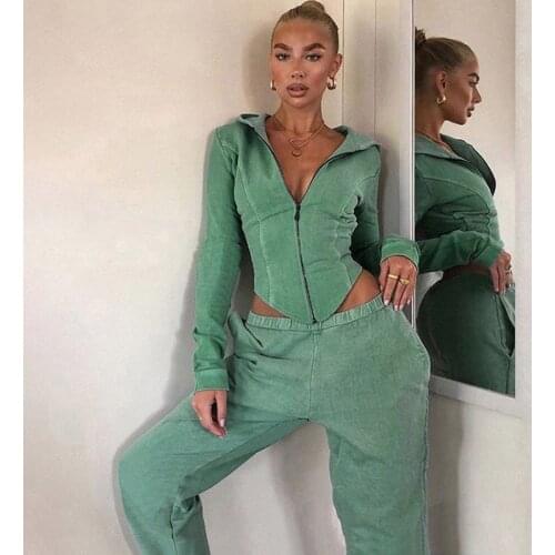 2020 Winter Women 2 Two Piece Set Sport Hoodies Sweatshirt Trouser Pants Bodycon Set Fitness Tracksuit